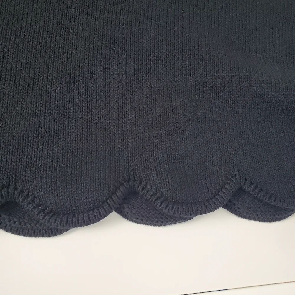 J. Crew Black Scalloped Hem Sweater Size Small NWT